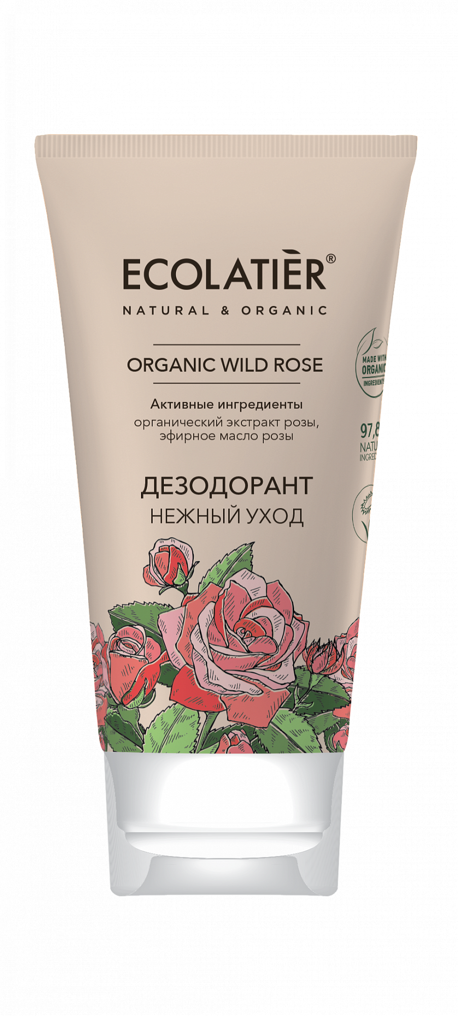 Дезодорант Ecolatier Organic Wild Rose "Нежный уход", 40 мл