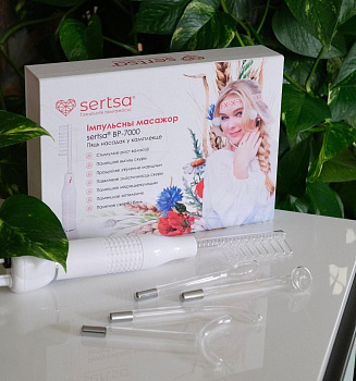 Импульсный массажер BP-7000 sertsa®/СЭРЦА с 5 насадками для проблемной кожи головы, для тела и лица